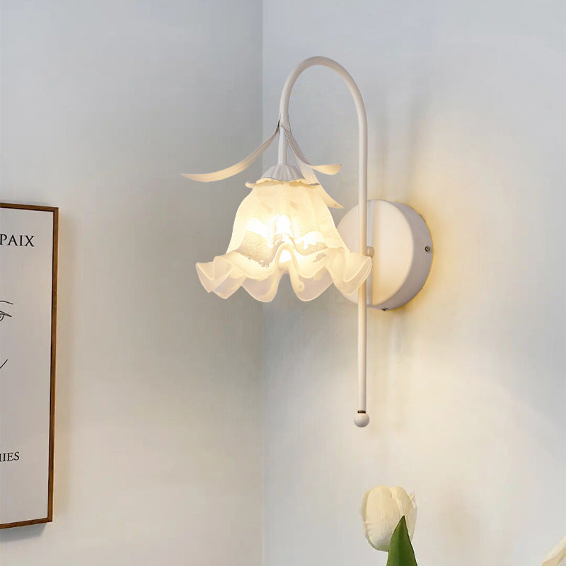 Retro Floral Iron & Glass Sconce