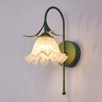 Retro Floral Iron & Glass Sconce