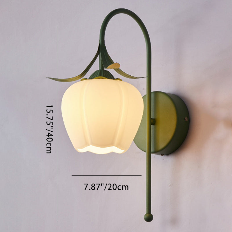 Retro Floral Iron & Glass Sconce