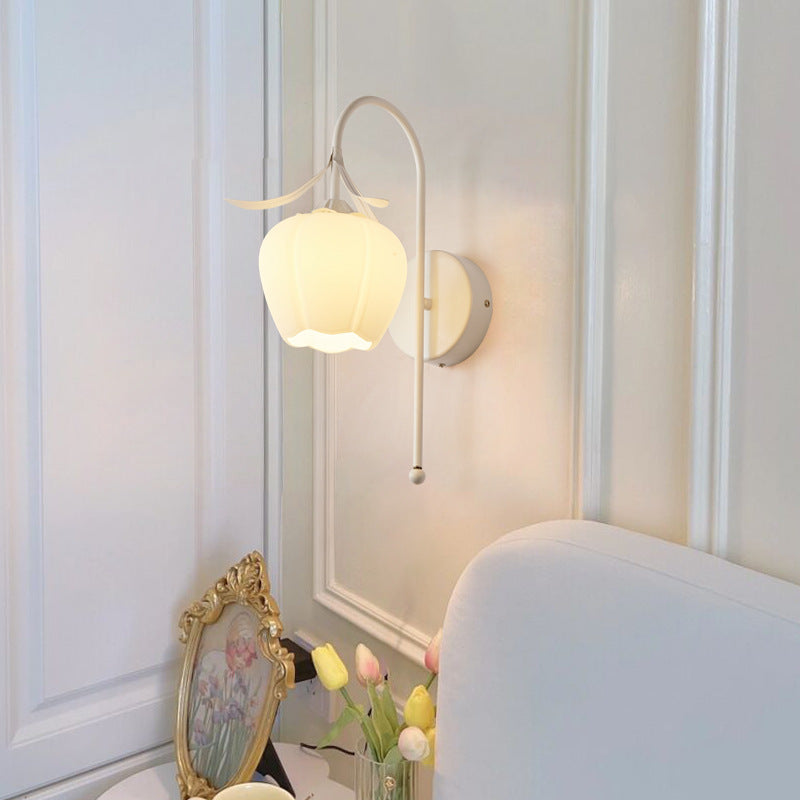 Retro Floral Iron & Glass Sconce