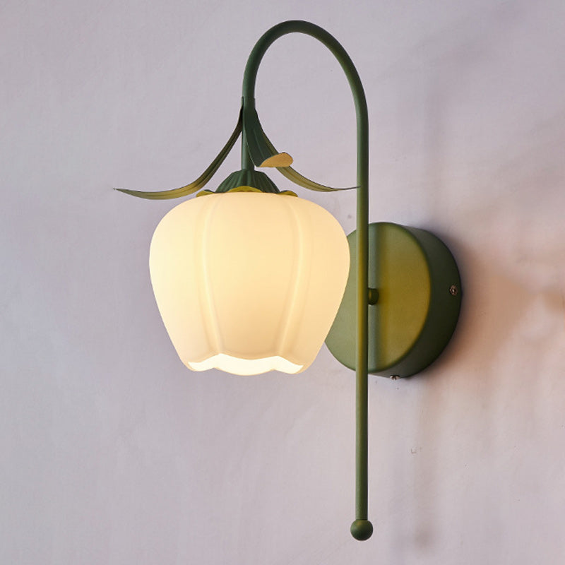 Retro Floral Iron & Glass Sconce