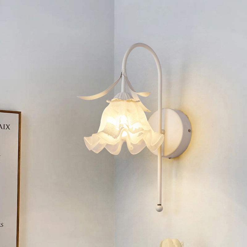 Retro Floral Iron & Glass Sconce