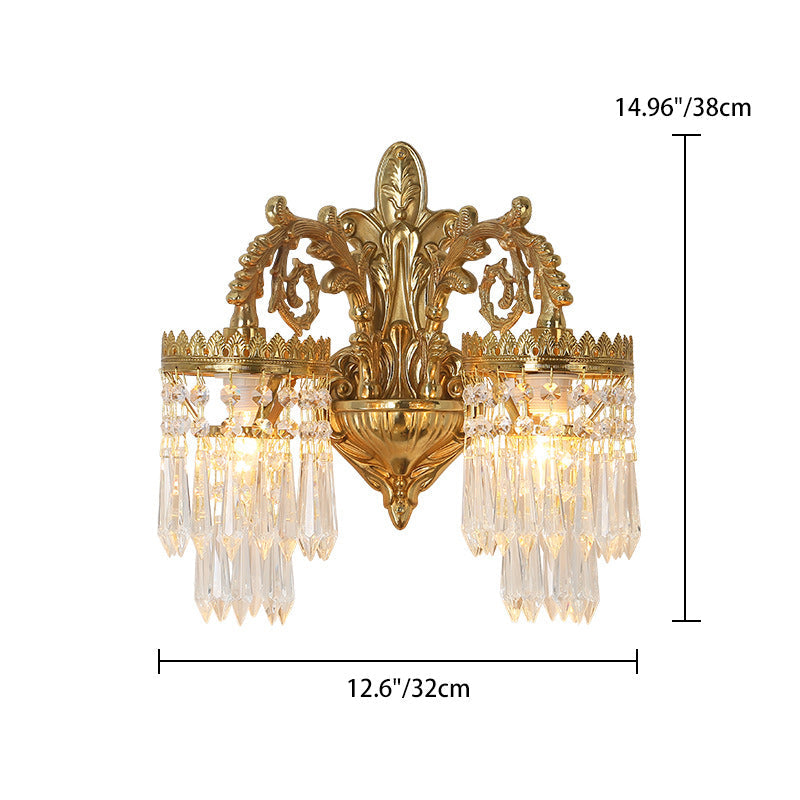 French Copper Crystal Wall Sconce