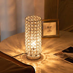 Premium Modern Cylinder Iron and Crystal 1-Light Table Lamp for Living Room