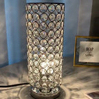 Premium Modern Cylinder Iron and Crystal 1-Light Table Lamp for Living Room
