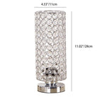 Premium Modern Cylinder Iron and Crystal 1-Light Table Lamp for Living Room