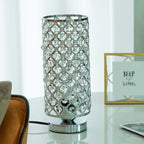 Premium Modern Cylinder Iron and Crystal 1-Light Table Lamp for Living Room