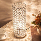 Premium Modern Cylinder Iron and Crystal 1-Light Table Lamp for Living Room