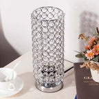 Premium Modern Cylinder Iron and Crystal 1-Light Table Lamp for Living Room