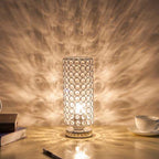 Premium Modern Cylinder Iron and Crystal 1-Light Table Lamp for Living Room
