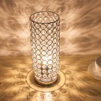 Premium Modern Cylinder Iron and Crystal 1-Light Table Lamp for Living Room