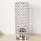 Premium Modern Cylinder Iron and Crystal 1-Light Table Lamp for Living Room