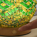 Bohemian Glass Ball USB LED Table Lamp with Wooden Base for Bedroom Decor