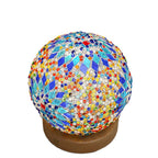 Bohemian Glass Ball USB LED Table Lamp with Wooden Base for Bedroom Decor
