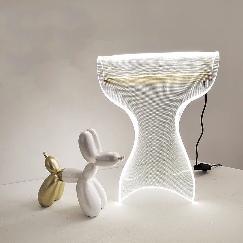 Modern Irregular Transparent LED Table Lamp - Aluminum & Acrylic for Bedroom