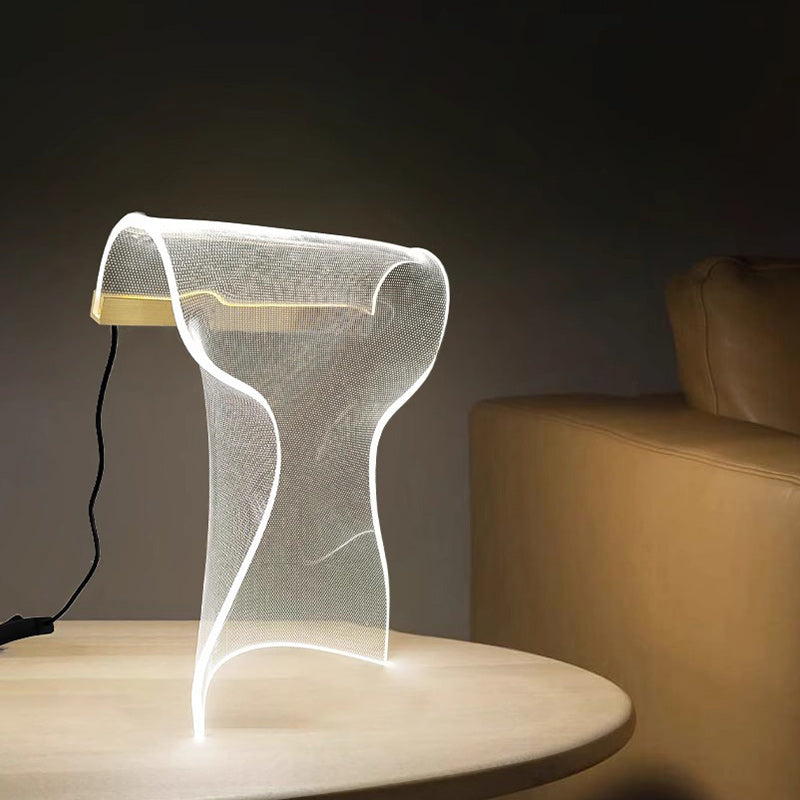 Modern Irregular Transparent LED Table Lamp - Aluminum & Acrylic for Bedroom
