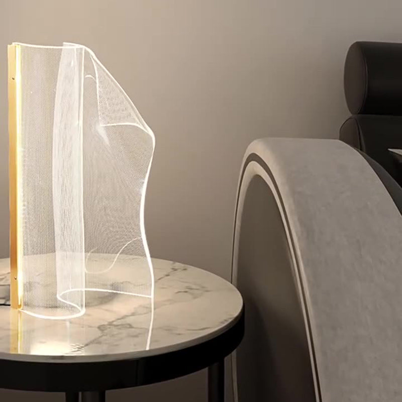 Modern Irregular Transparent LED Table Lamp - Aluminum & Acrylic for Bedroom