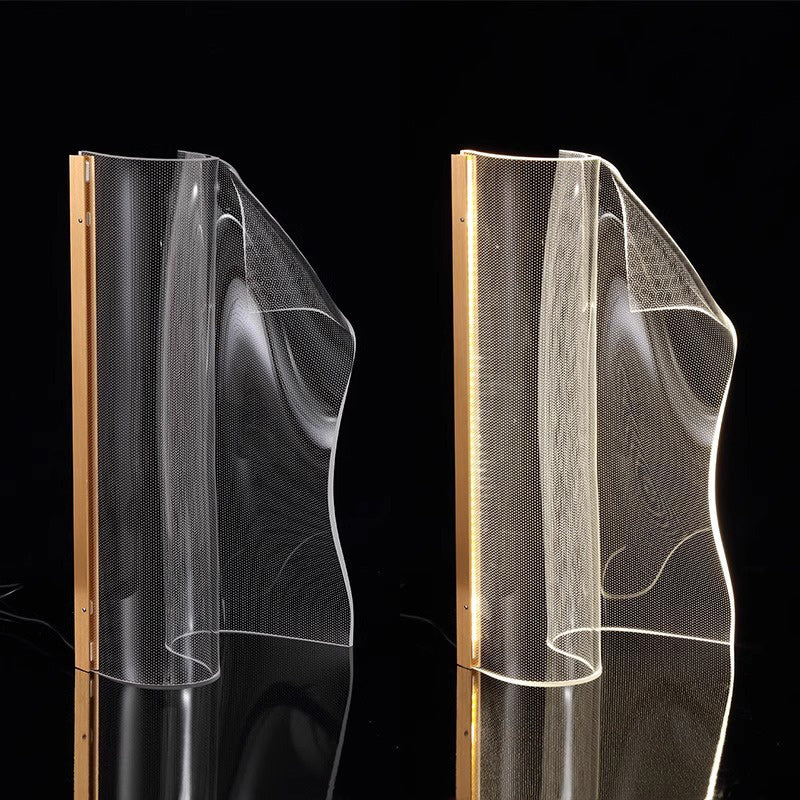Modern Irregular Transparent LED Table Lamp - Aluminum & Acrylic for Bedroom