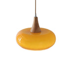 Nordic Cream Persimmon Wood Glass Pendant Light - 1-Light for Dining Room