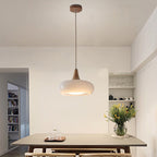 Nordic Cream Persimmon Wood Glass Pendant Light - 1-Light for Dining Room