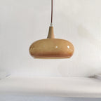 Nordic Cream Persimmon Wood Glass Pendant Light - 1-Light for Dining Room