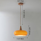 Nordic Cream Persimmon Wood Glass Pendant Light - 1-Light for Dining Room