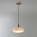Nordic Cream Persimmon Wood Glass Pendant Light - 1-Light for Dining Room