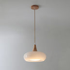 Nordic Cream Persimmon Wood Glass Pendant Light - 1-Light for Dining Room