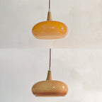 Nordic Cream Persimmon Wood Glass Pendant Light - 1-Light for Dining Room