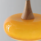 Nordic Cream Persimmon Wood Glass Pendant Light - 1-Light for Dining Room