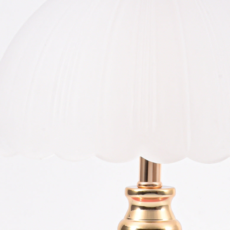 Nordic Half Dome Flower Table Lamp - Iron and Ceramic with Glass Shade