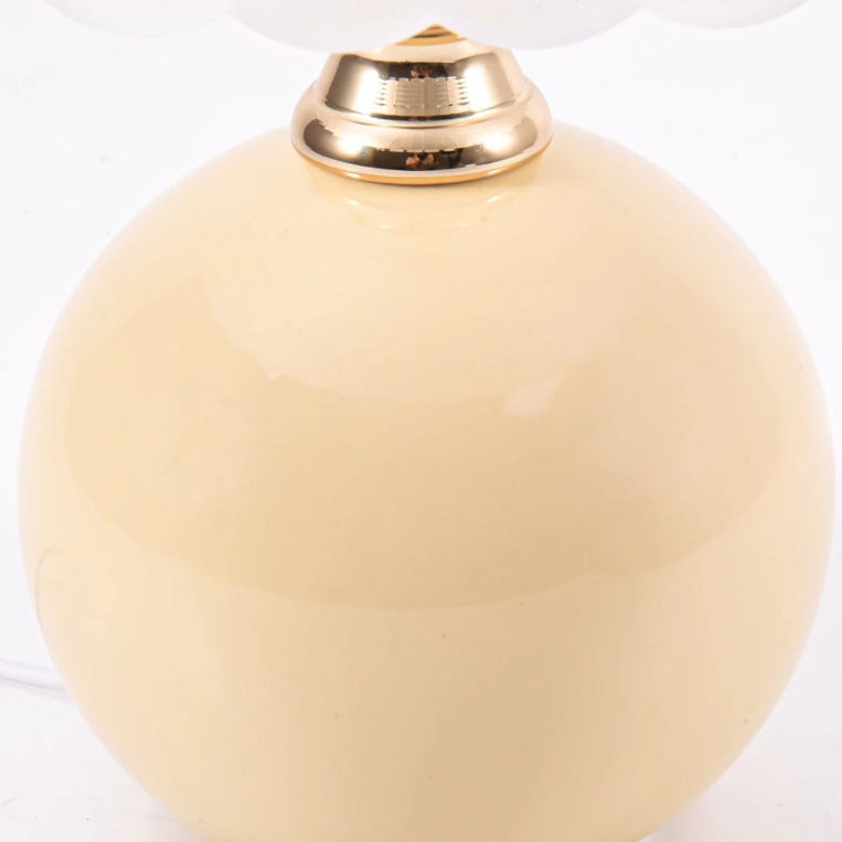 Nordic Half Dome Flower Table Lamp - Iron and Ceramic with Glass Shade