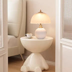 Nordic Half Dome Flower Table Lamp - Iron and Ceramic with Glass Shade
