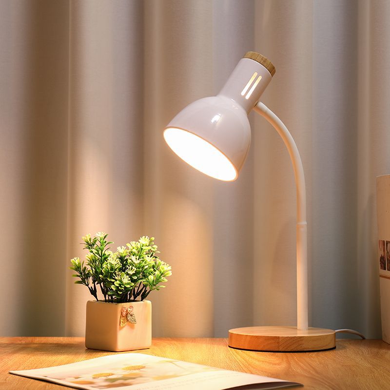 Adjustable Modern Minimalist Iron and Wood Table Lamp - 1-Light Design for Bedroom
