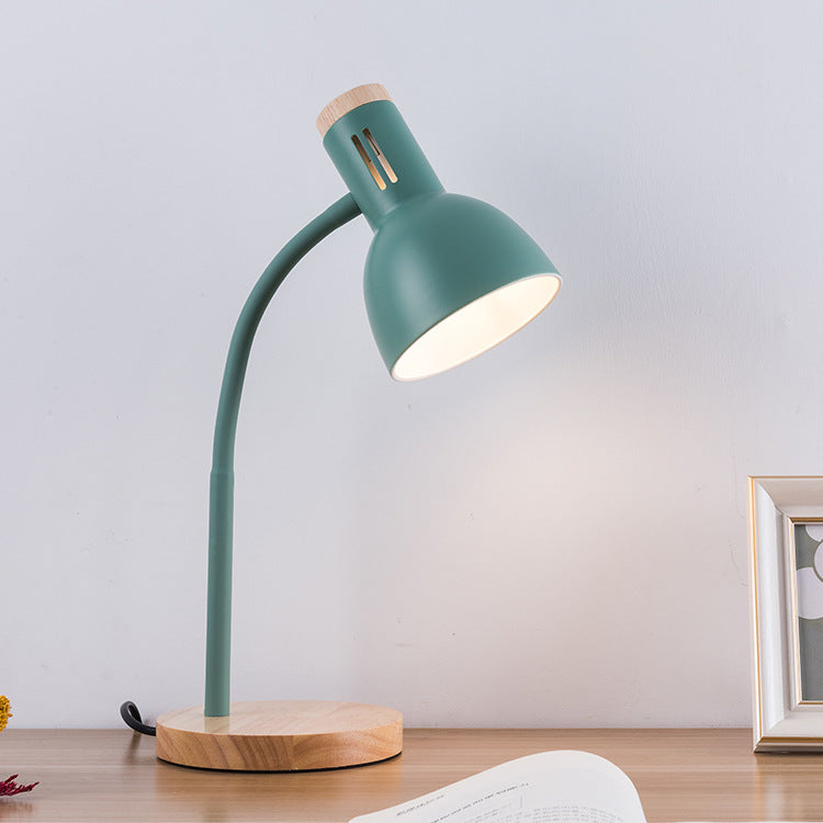 Adjustable Modern Minimalist Iron and Wood Table Lamp - 1-Light Design for Bedroom