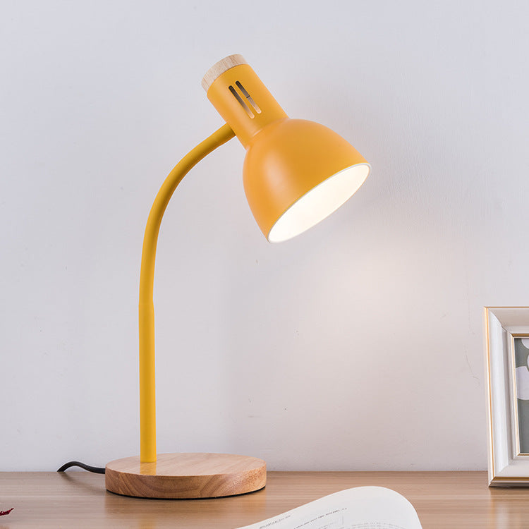 Adjustable Modern Minimalist Iron and Wood Table Lamp - 1-Light Design for Bedroom