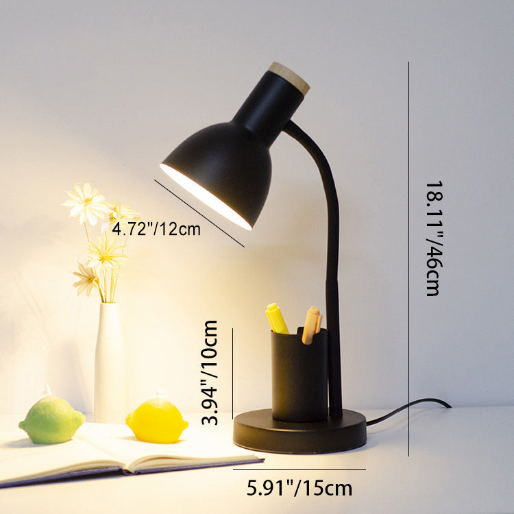 Adjustable Angle Iron and Wood Table Lamp - Modern Minimalist Design for Study