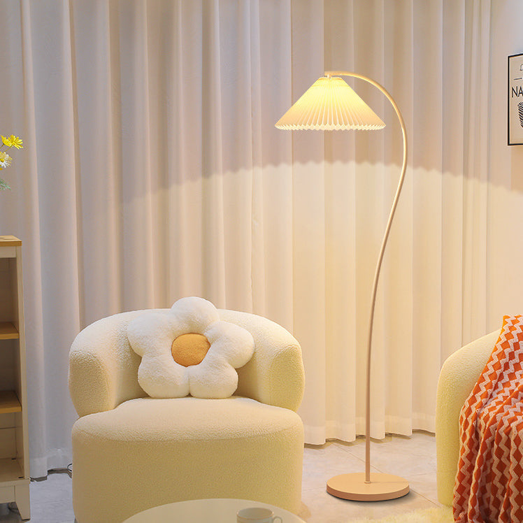 Minimalist Pleated Fabric Floor Lamp - 1-Light Design for Living Room