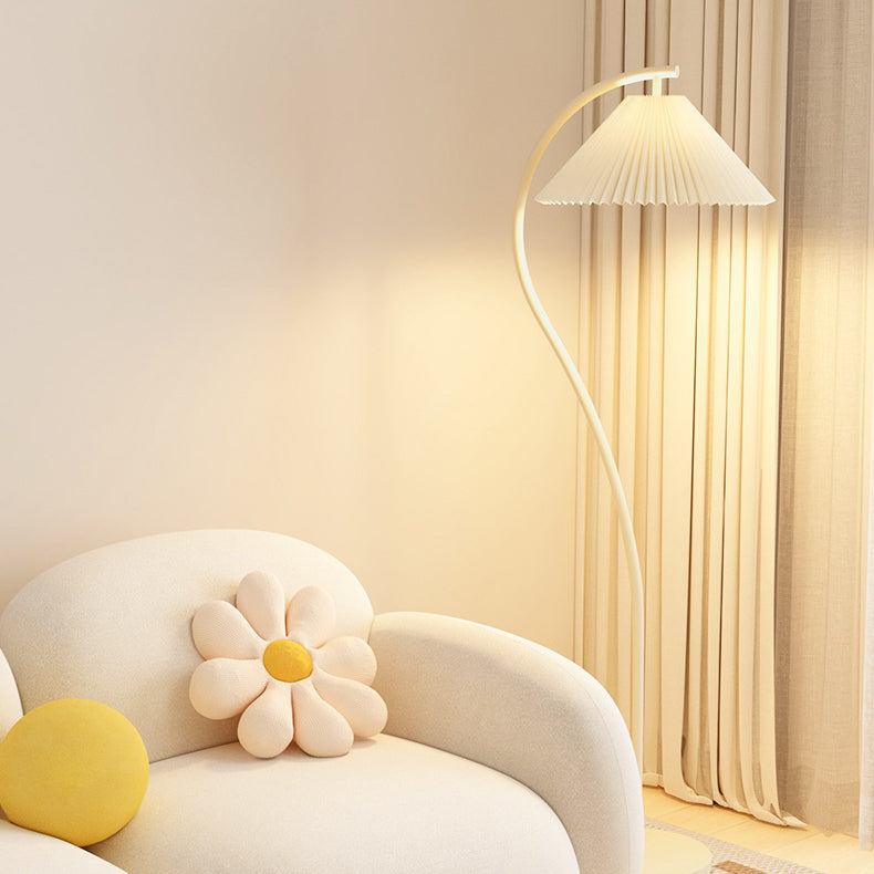 Minimalist Pleated Fabric Floor Lamp - 1-Light Design for Living Room