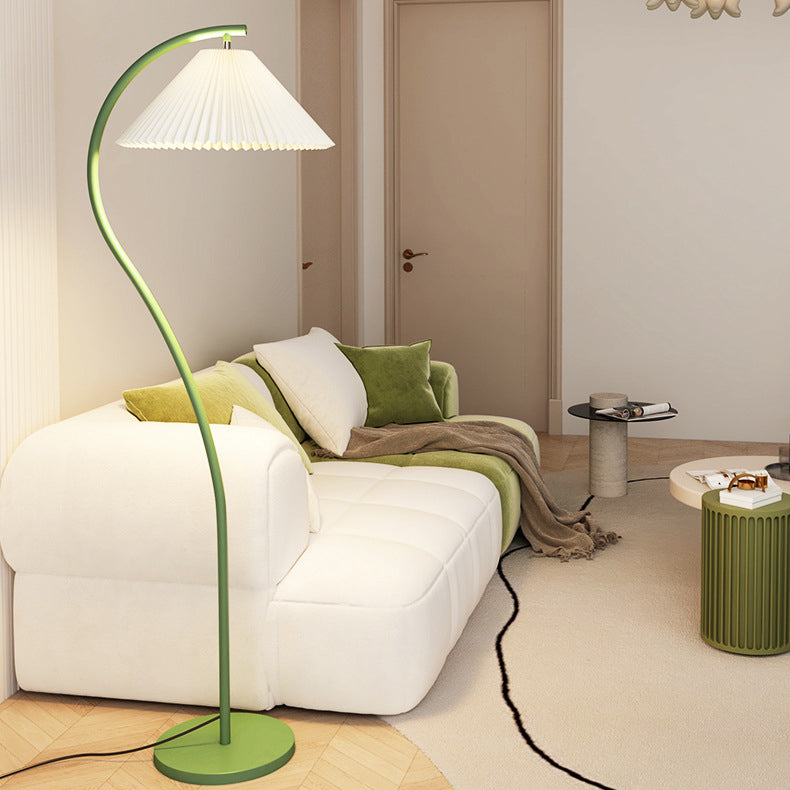 Minimalist Pleated Fabric Floor Lamp - 1-Light Design for Living Room