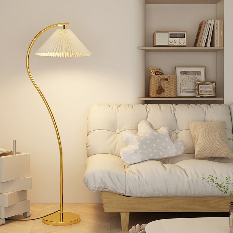 Minimalist Pleated Fabric Floor Lamp - 1-Light Design for Living Room