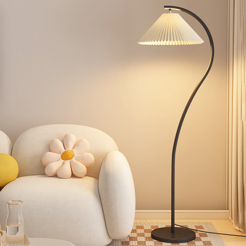 Minimalist Pleated Fabric Floor Lamp - 1-Light Design for Living Room