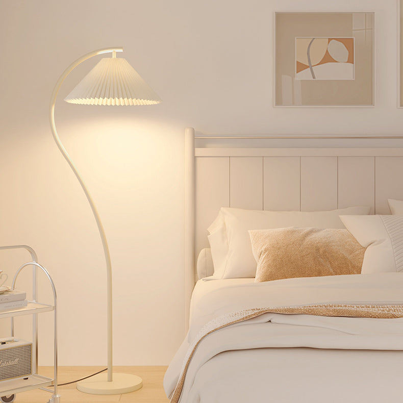 Minimalist Pleated Fabric Floor Lamp - 1-Light Design for Living Room
