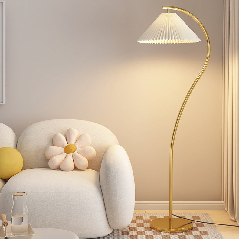 Minimalist Pleated Fabric Floor Lamp - 1-Light Design for Living Room