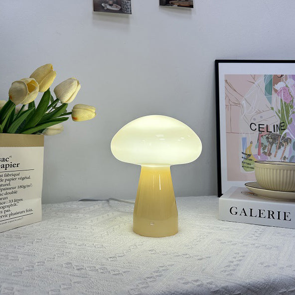 Nordic Mushroom Glass USB LED Table Lamp for Bedroom