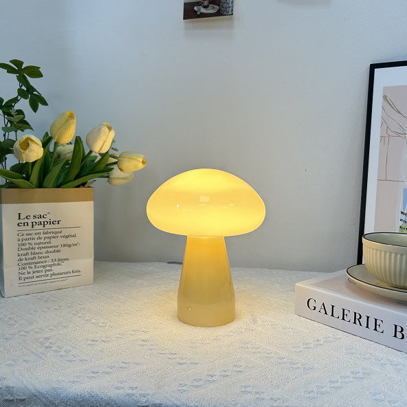 Nordic Mushroom Glass USB LED Table Lamp for Bedroom