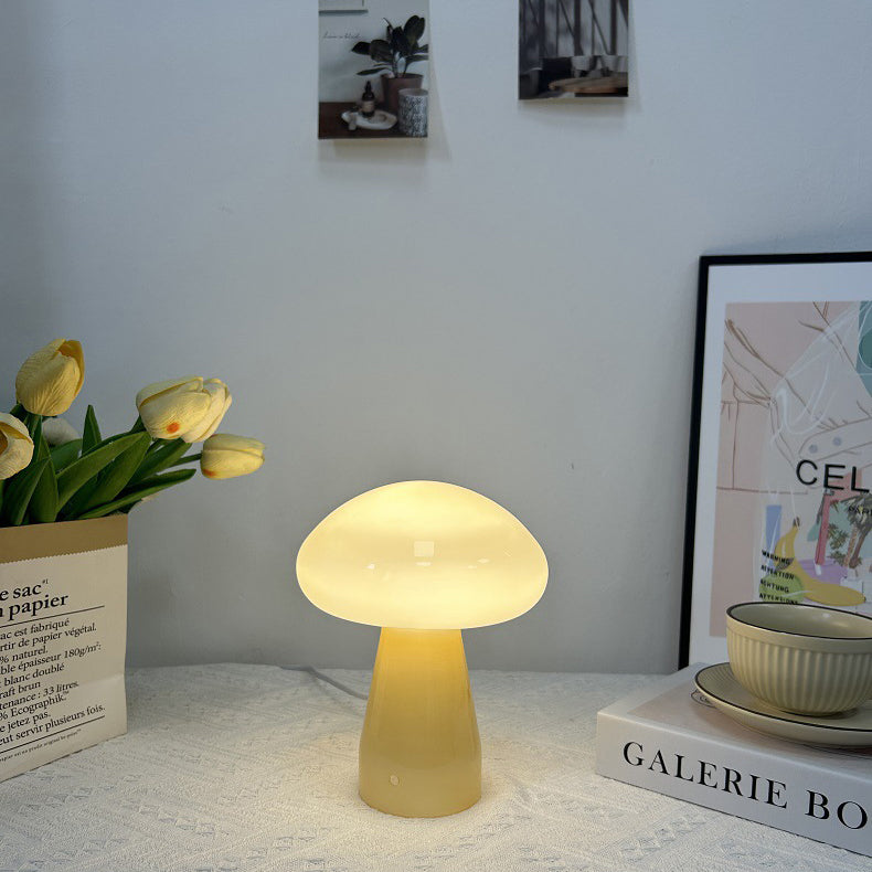Nordic Mushroom Glass USB LED Table Lamp for Bedroom