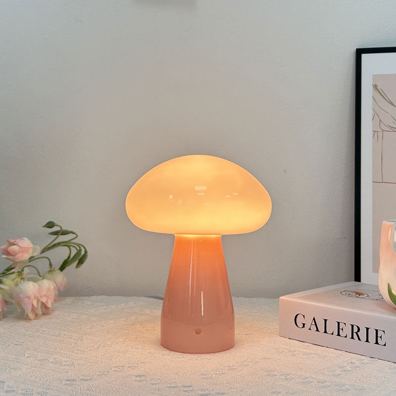Nordic Mushroom Glass USB LED Table Lamp for Bedroom