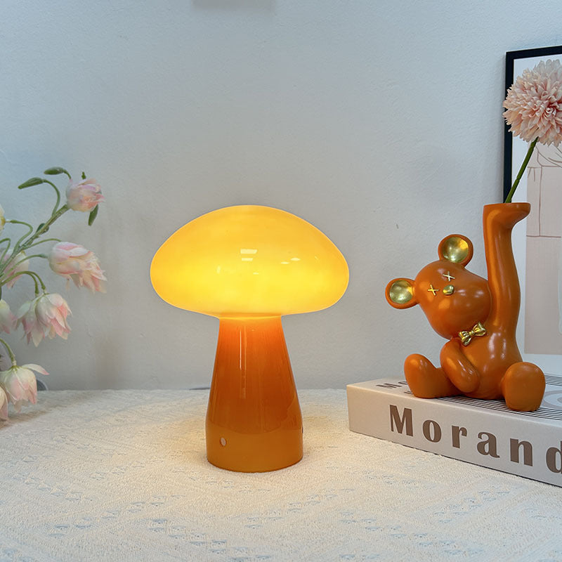 Nordic Mushroom Glass USB LED Table Lamp for Bedroom