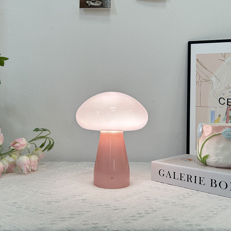 Nordic Mushroom Glass USB LED Table Lamp for Bedroom